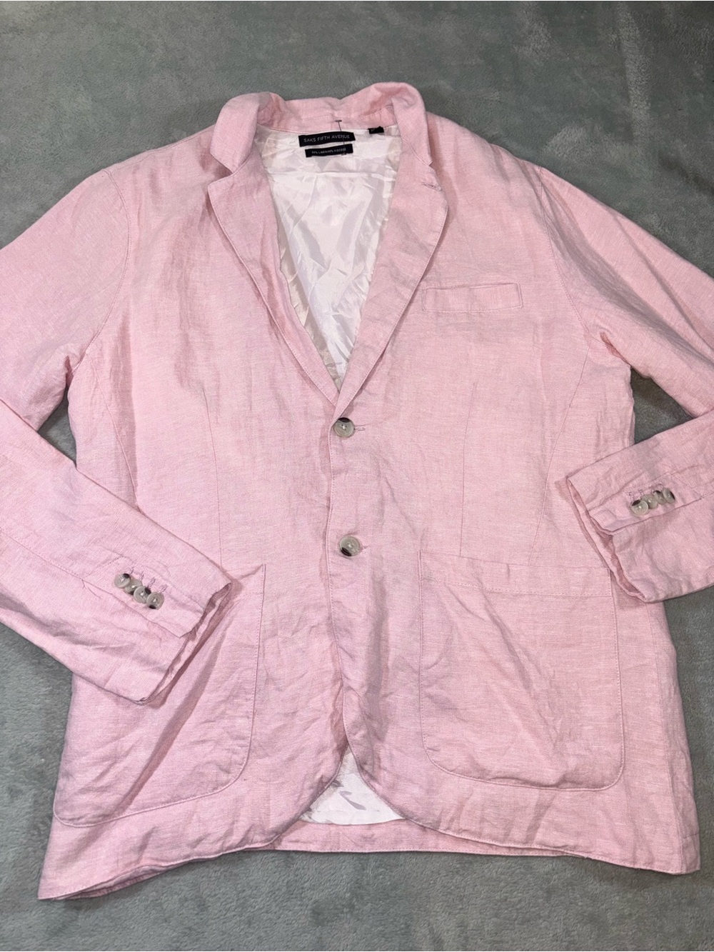 Saks Fifth Avenue Pink Linen Blend Casual Blazer Sport Coat Size L